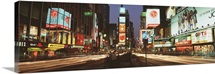 Traffic on a street at night, Manhattan, New York City, New York