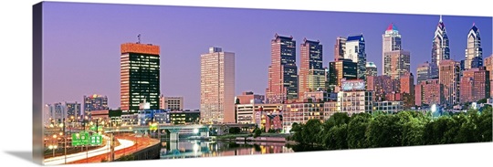 US, Pennsylvania, Philadelphia skyline, night