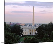 View of the White House and Washington Monument at dusk, Washington DC