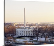 View of the White House and Washington Monument at sunset, Washington DC