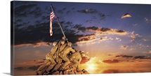 War memorial at sunrise, Iwo Jima Memorial, Rosslyn, Arlington, Arlington County, Virginia