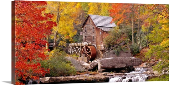 West Virginia, Glade Creek Grist Mill Babcock, St Park, Hut in a forest
