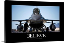 Air Force Poster: U.S. Air Force crew chiefs do pre-flight checks under an F-16