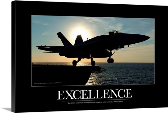 Military Poster: An F/A-18C Hornet launches from the flight deck of USS Enterprise