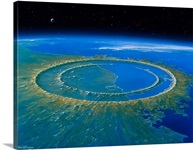 Artwork showing Chicxulub impact crater, Yucatan
