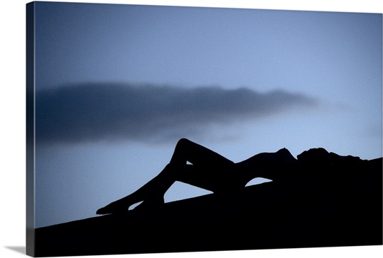 Nude on sand dunes at dusk, Death Valley, California