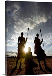 Samburu tribe at sunset, Kenya, Africa