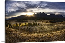 Sunrise behind the Grand Tetons, Jackson Hole, Wyoming