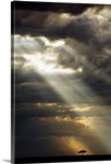 Sunset with clouds on the African plain, Kenya, Africa