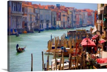 View of Gondolas from the Rialto Bridge, Venice, Italy