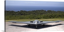 A B2 Spirit stealth bomber waits on the flightline