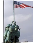 A close up of the Iwo Jima bronze statue showing detail of the sculpture