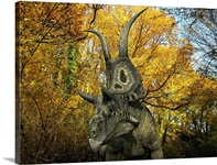 A Diabloceratops wanders a Cretaceous forest