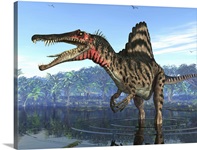 A Spinosaurus searches for its next meal