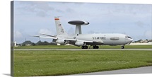 An E-3 AWACS comes in to land at Kadena Air Base, Okinawa, Japan