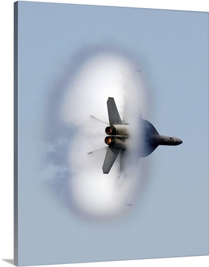 An F/A18F Super Hornet completes a supersonic flyby