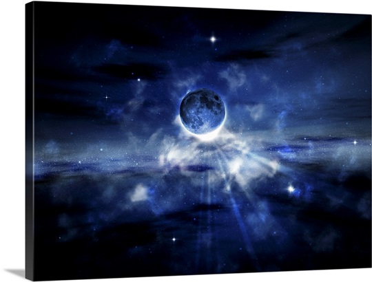 Digitally generated image of a planet in outer space