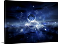 Digitally generated image of a planet in outer space