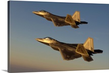 F22A Raptors fly over Langley Air Force Base Virginia