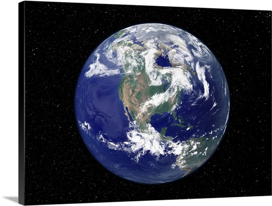 Fully lit Earth centered on North America
