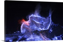 Kawah Ijen burning sulfur Java Island Indonesia