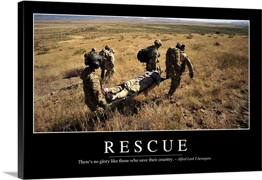 Rescue: Inspirational Quote and Motivational Poster Photo Canvas Print