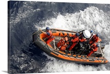 Sailors conducting small boat training in a 25foot overthehorizon boat