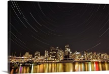 Star trails above Downtown Vancouver British Columbia Canada