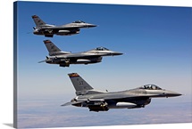 Three F-16s fly in formation over Arizona