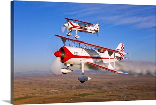 Two Pitts Model 12 aircraft in flight