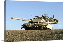 US Marines provide security in an M1A1 Abrams tank