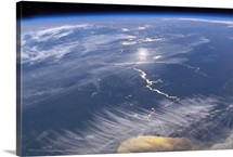 View from space featuring the Lake Michigan area