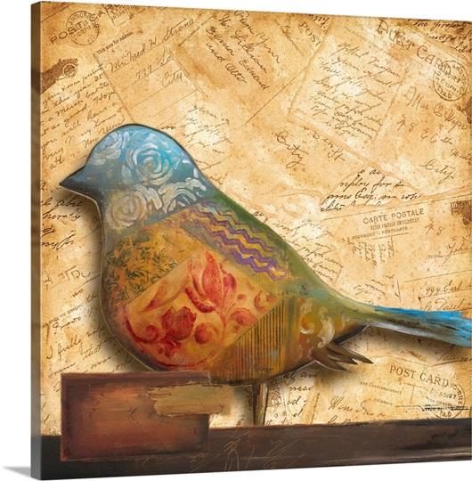Bird of Collage I Photo Canvas Print Great Big Canvas