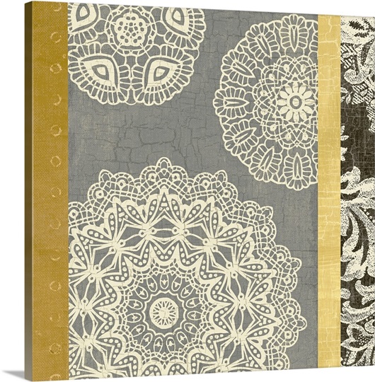 Contemporary Lace II - Yellow Grey
