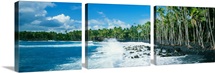 Hawaii, Big Island, Ocean Surf Crashing On Kalapana Black Sand Beach