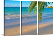Hawaii, Oahu, Footprints In The Sand At Lanikai Beach