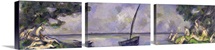 Boat and Bathers (oil on canvas)