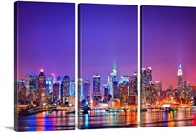 Midtown Manhattan at night and reflections.