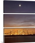 Moon setting over San Francisco on hazy December evening, taken from Treasure Island.