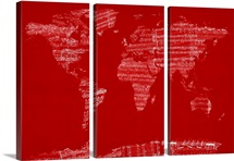 Sheet Music World Map, Red