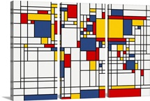 World Map Abstract Mondrian Style