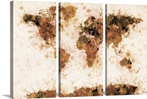 World Map Paint Splashes Bronze