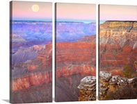 Full moon over the Grand Canyon at sunset as seen from Pima Point Arizona