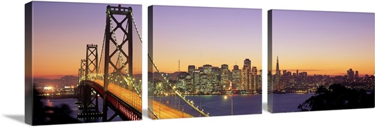 California, San Francisco, Bay Bridge, night