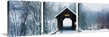 New England covered bridge in winter