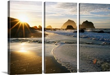 Sunset Over Beach Scene