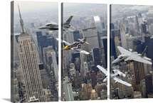A P51 Mustang F16 Fighting Falcon F15 Eagle and A10 Thunderbolt II over NY
