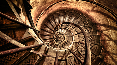 Old Spiral Stairwell in Paris, France