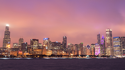 Chicago City Skyline at Dusk