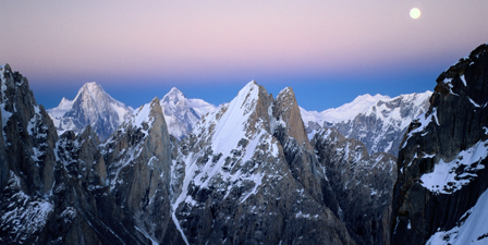 Moonrise over the Golden Throne and the Gasherbrum massif...